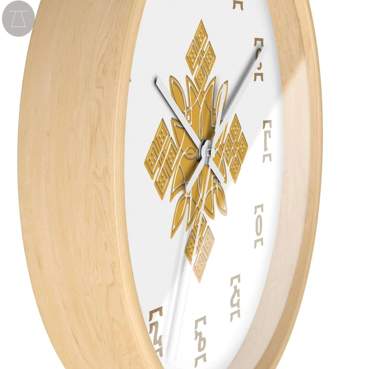 Ethiopian Geez numerals clock - wood frame - Gebeta Creative