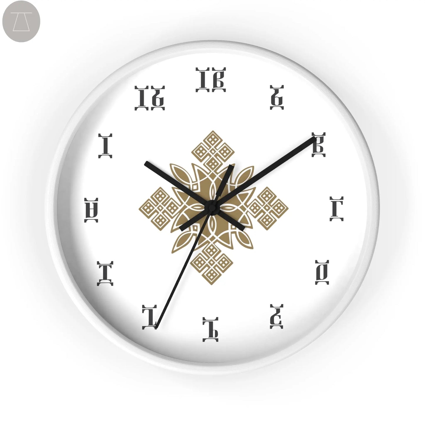 GE'EZ Ethiopian wall clock 2 - wood frame - Gebeta Creative